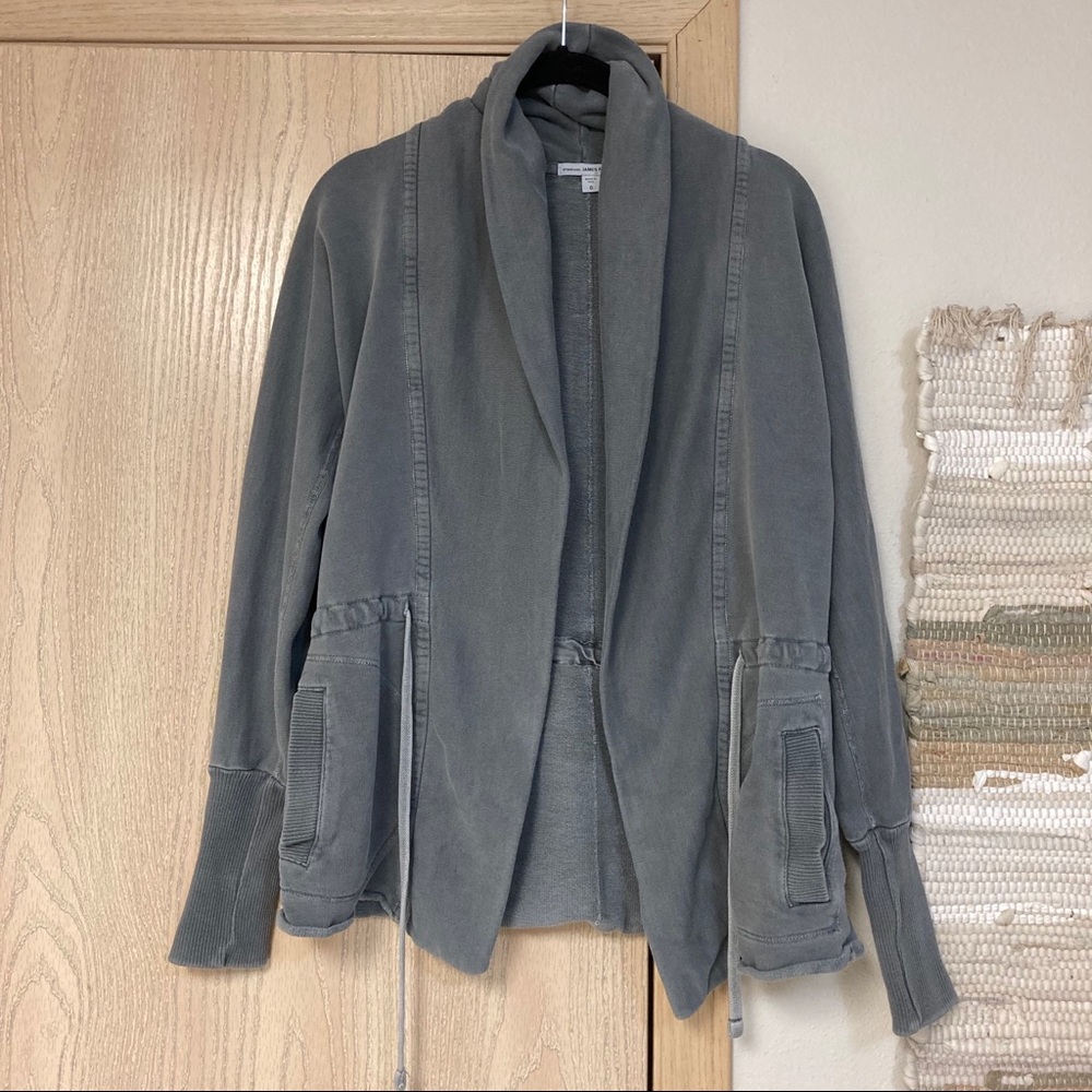 James Perse Shawl Collar Open Front Sweater Jacket